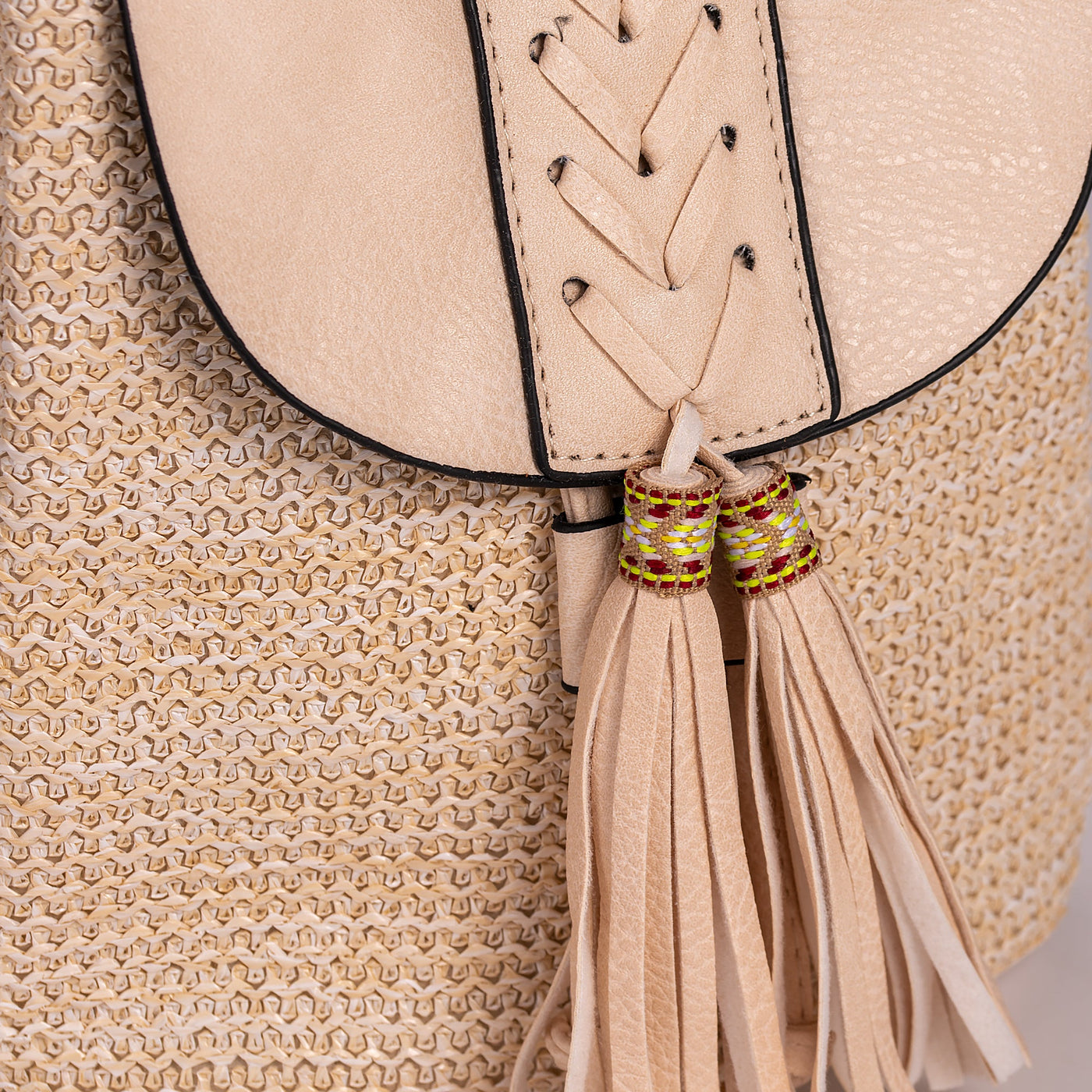 Tassel Straw Backpack