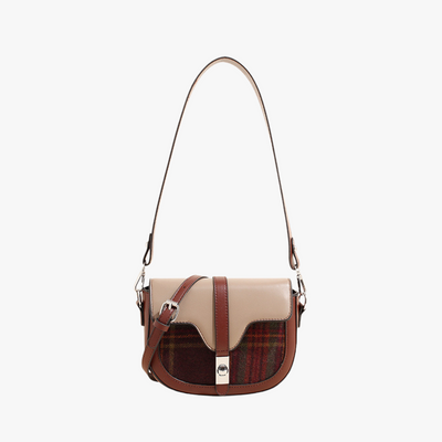 Plaid Turn Lock Crossbody Bag