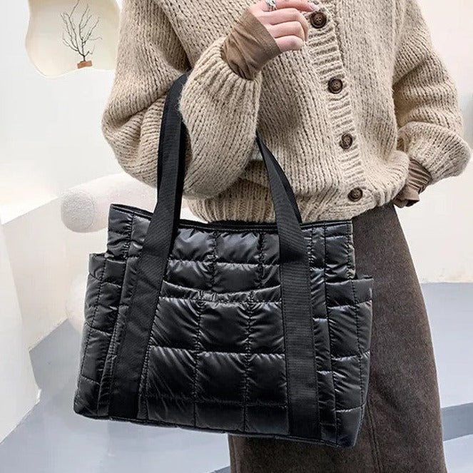 Satin Quilted Tote