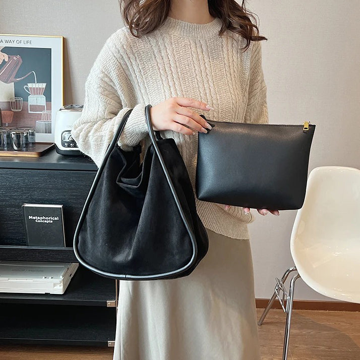 Suede Large Handle Tote