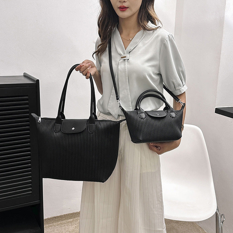 Top Handle Pleated Tote