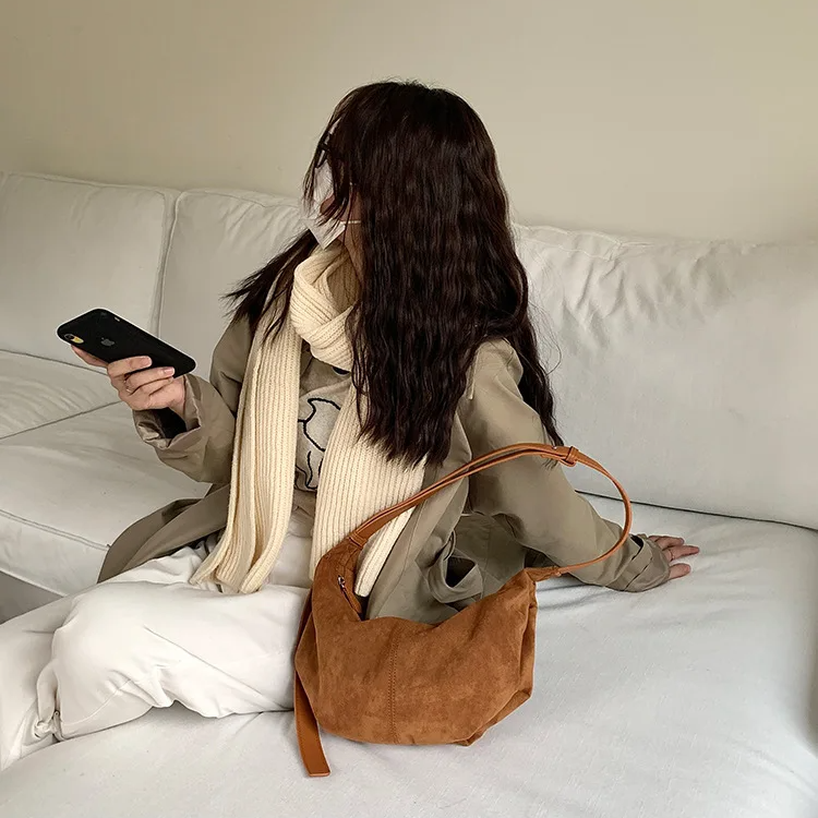 Suede Croissant Bag