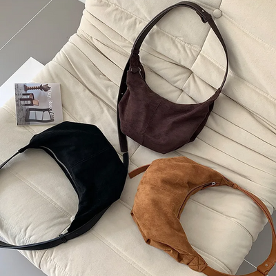 Suede Croissant Bag