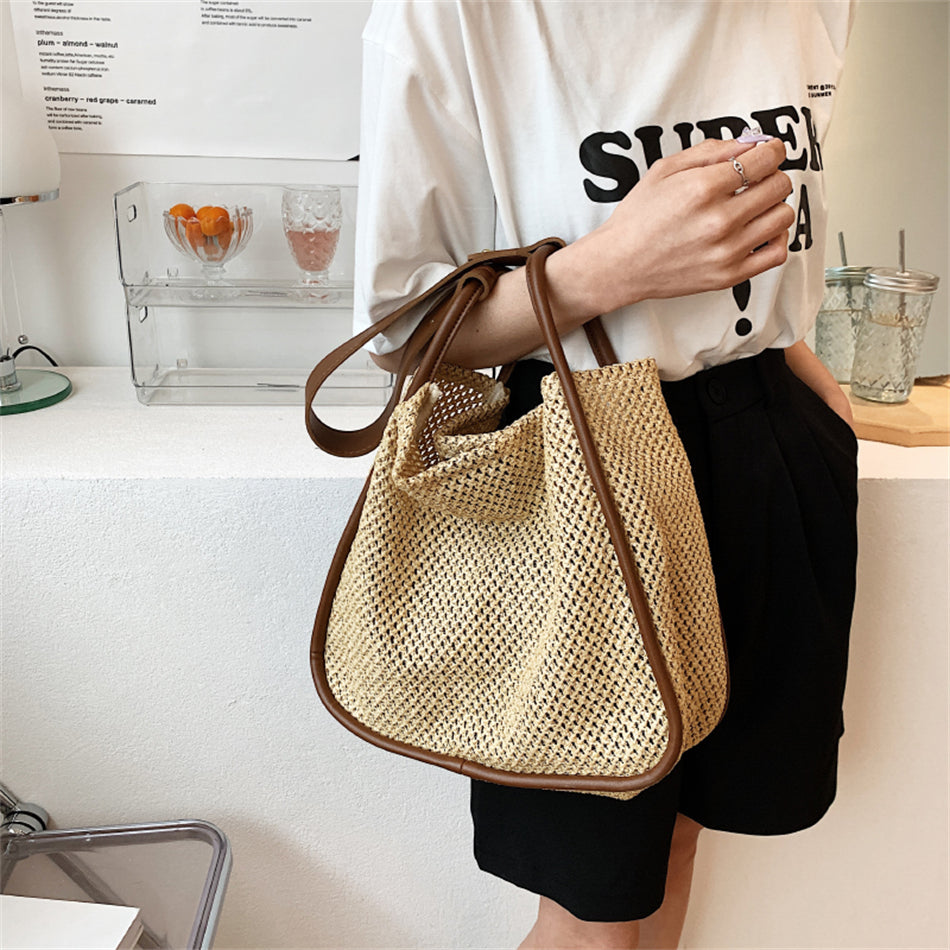 Large Handle Straw Tote