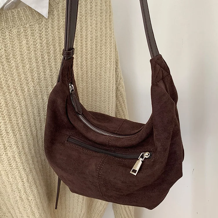 Suede Croissant Bag