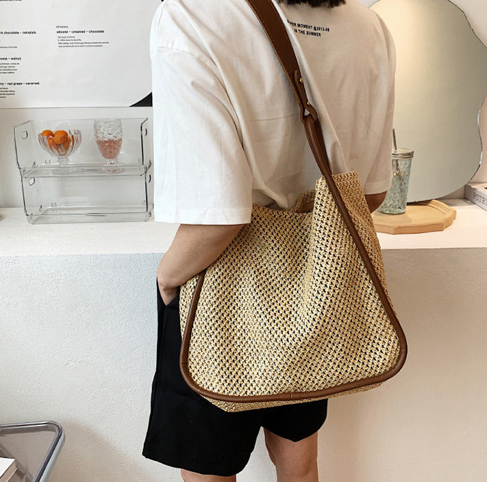 Large Handle Straw Tote