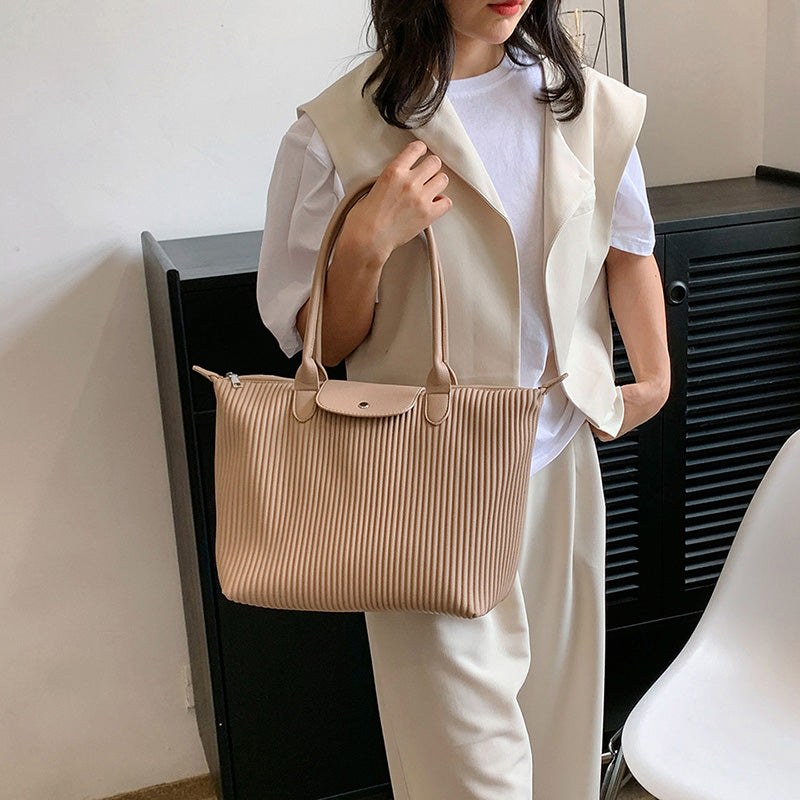 Top Handle Pleated Tote