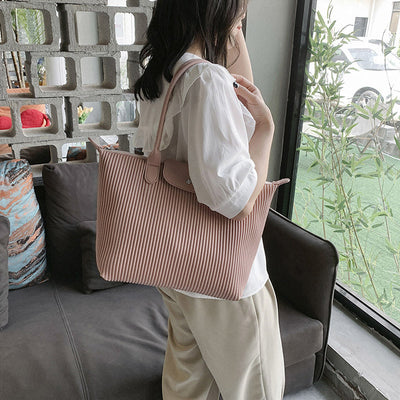 Top Handle Pleated Tote