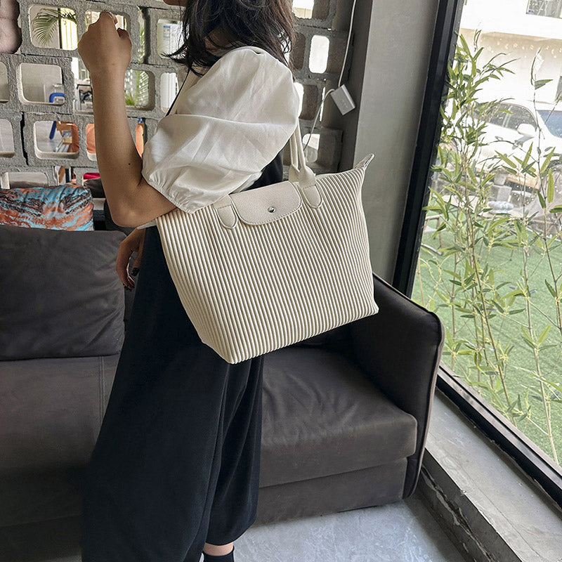 Top Handle Pleated Tote