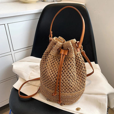 Luxee Straw Bucket Bag