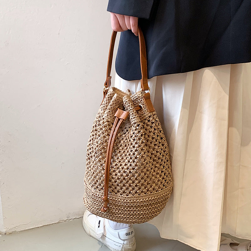 Luxee Straw Bucket Bag