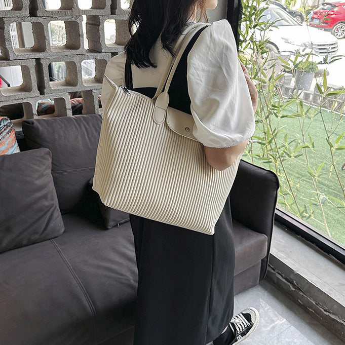 Top Handle Pleated Tote