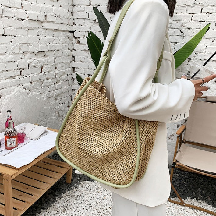 Large Handle Straw Tote