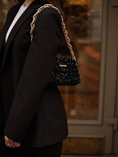 Elegant Black Crystal Evening Purse